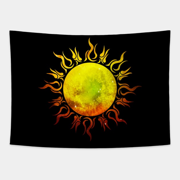 Burning Sun Tribal Tattoo Star Universe Tapestry by Foxxy Merch