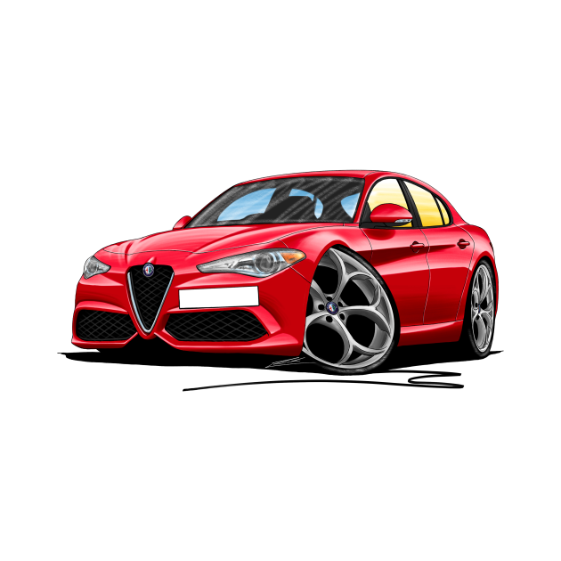 Alfa Romeo Giulia Red - Car Caricature - Alfa Romeo Giulia - Mug