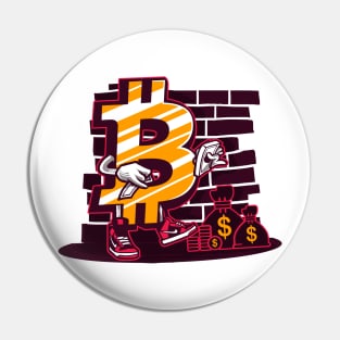 Bitcoin Wall Money Vibrant Graffiti Style Pin