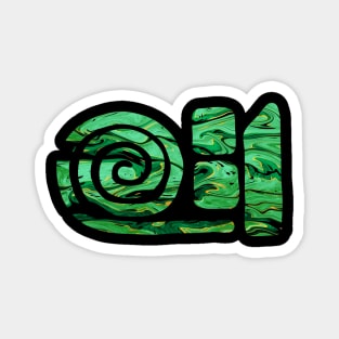 Spiral emerald green symbol, Ancient styled swirl symbol Magnet