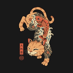 Koi Fish Cat Irezumi T-Shirt