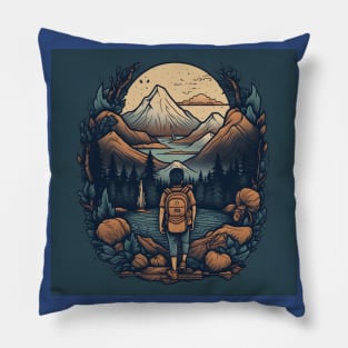 Backpacking Hiking Wanderlust Pillow