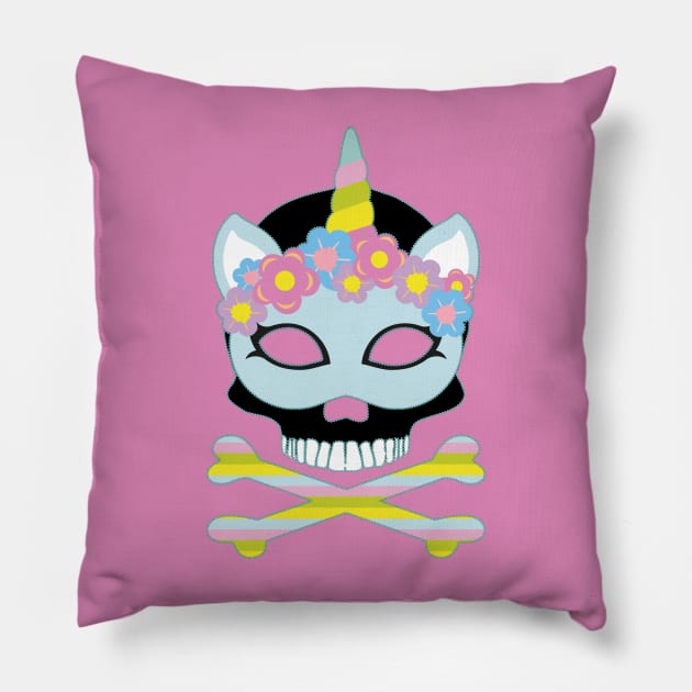 Unicorn Skull and Crossbones Pillow by Nuletto