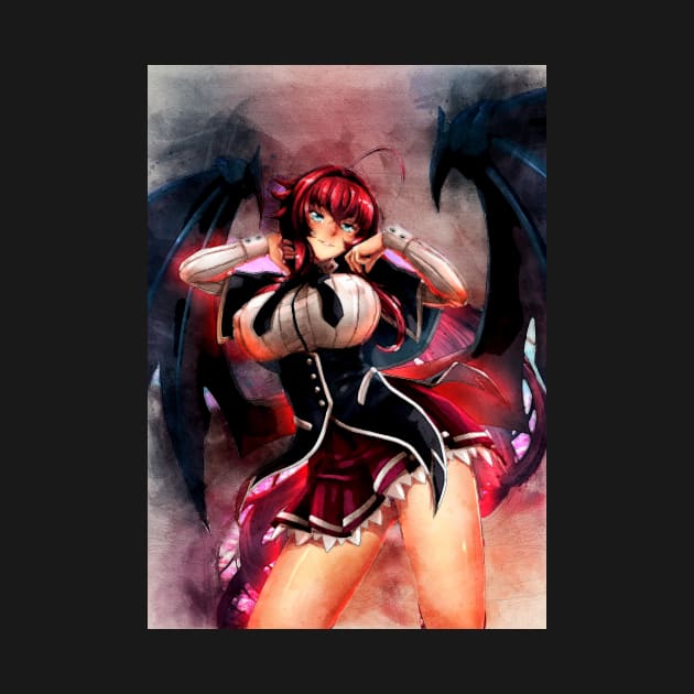 Rias Gremory Anime Watercolor by Isamu Studio