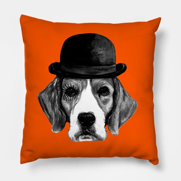 A Clockwork Orange Beagle Dog Pillow by Tasmin Bassett Art