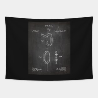 Carabiner Ring Patent - Rock Climber Mountain Climbing Art - Black Chalkboard Tapestry