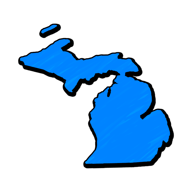 Bright Blue Michigan Outline by Mookle