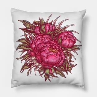 Peonies and bones Pillow