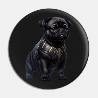 Adorable Pug in Intricate Royal Armor - Powerful and Cute Pin