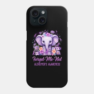 Forget Me Not Alzheimer's Awareness Month Elephant Flower Phone Case