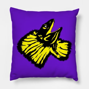 Neon Yellow Frilled-neck Lizard Pillow