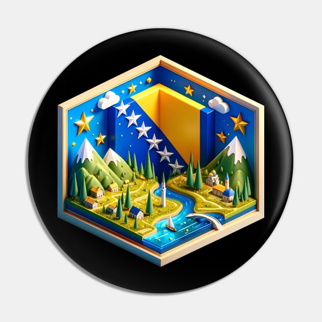 Bosnia and Herzegovina Landscape 3D Object Pin by Mendel