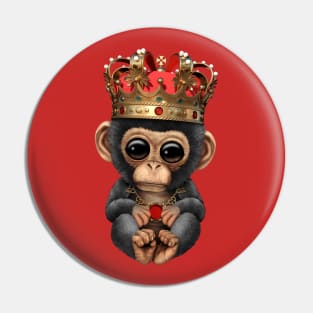 Cute Royal Chimp Wearing Crown Pin
