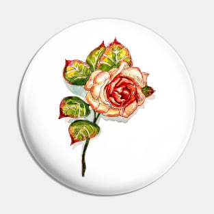 Watercolor Rose Pin