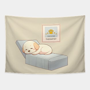 Emotional Support Dog on Duty Tapestry