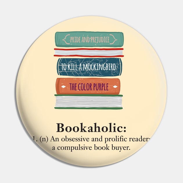 Book Lover's "Bookaholic" Definition Pin by EarlyBirdBooks