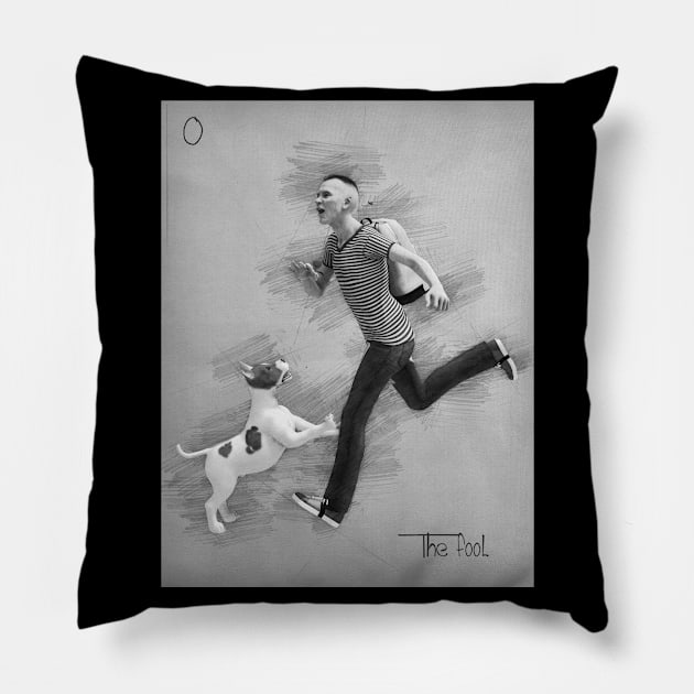 The Fool Tarot card Pillow by Blind Man Studio