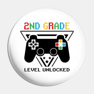 2nd Grade Level Unlocked First Day of School Video Gamer Pin