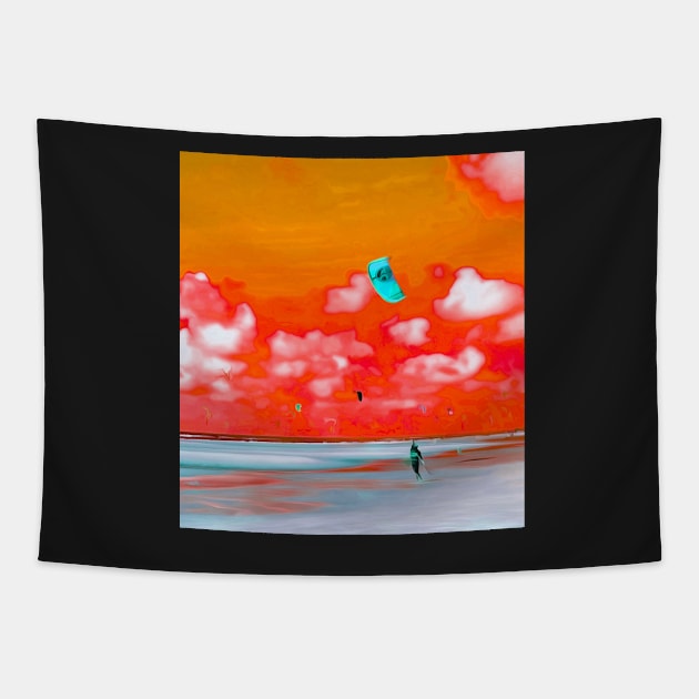 Lonely Kite Beach No. 6 Tapestry by asanaworld