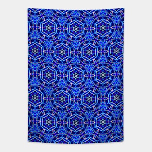 Electric Blue Kaleidoscopic Pattern Tapestry