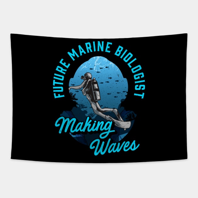 Cute Future Marine Biologist Making Waves Pun Tapestry by theperfectpresents