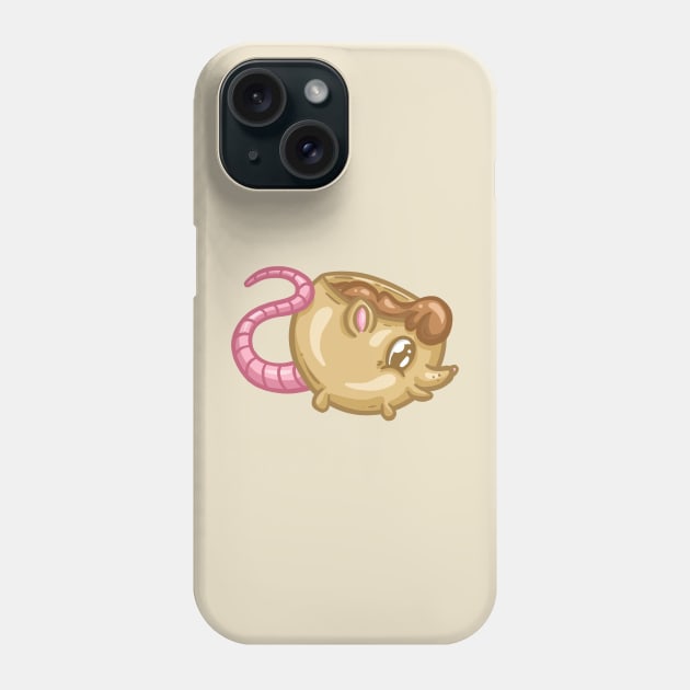 Cute Baby Rat Coffee Cup Cartoon Illustration Phone Case by Squeeb Creative