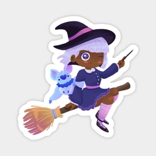 Cute Witch Halloween Bat Magnet