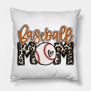 Baseball Mom Orange Leopard Baseball Mama Pillow