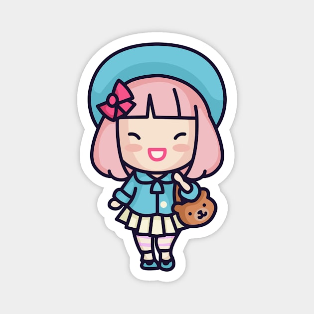 Cute Japanese Hipster Girl Magnet by SLAG_Creative