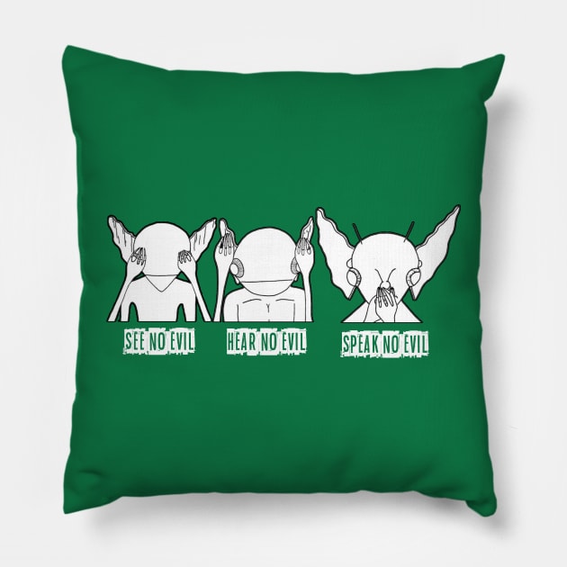 3 Wise Goobs Pillow by Paranormal Patio