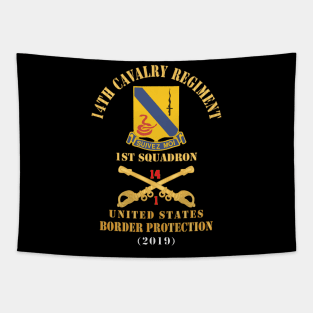 Army - 14th Cavalry Regiment w Cav Br - 1st Squadron - USA Border Protection - 2019 - Red Txt X 300 Tapestry