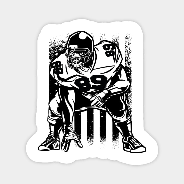 American Flag Football Lineman Football Coach Magnet by Baswan D'apparel Ish