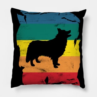 Finnish Lapphund Distressed Vintage Retro Silhouette Pillow