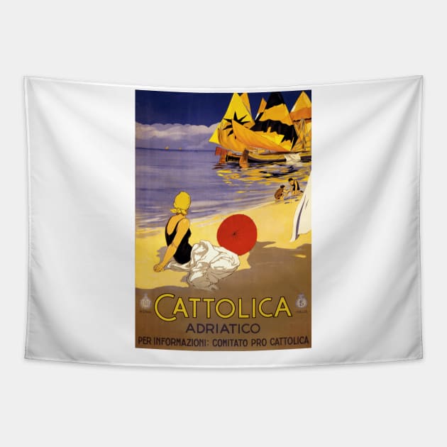 Cattolica, Italy - Vintage Travel Poster Design Tapestry by Naves