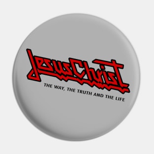 Jesus Christ the way, the truth the life, black and red graphic Pin