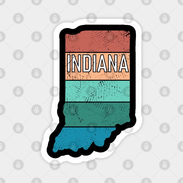 Indiana State Pride Retro Outline Magnet by Downtown Rose