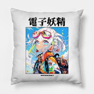 Pastel Kawaii Stylish Anime Girl Manga Aesthetic Streetwear Pillow