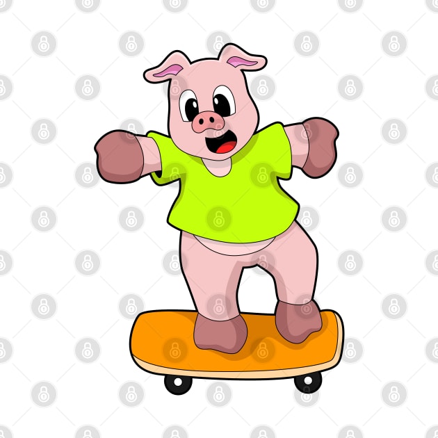 Pig as Skater on Skateboard by Markus Schnabel