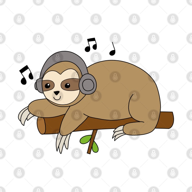 Sloth with Headphones by pako-valor