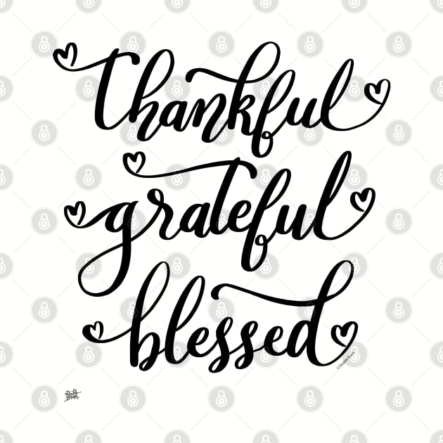 Thankful Grateful Blessed Hand Lettered Hearts Script by DoubleBrush