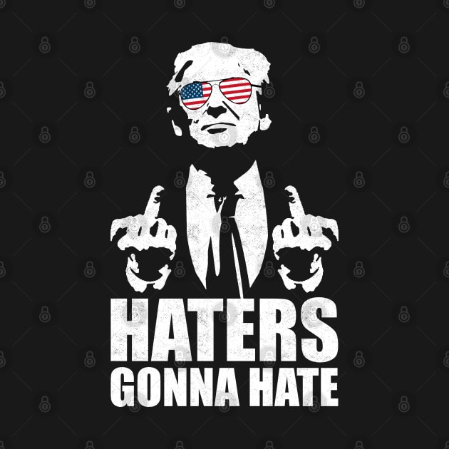 Donald Trump Middle Finger - Funny Haters Gonna Hate by devilcat.art