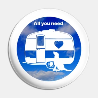 ALL YOU NEED HEART DOG CARAVAN SKY Pin