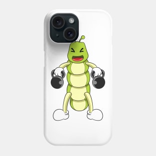 Caterpillar at Bodybuilding with Dumbbells Phone Case