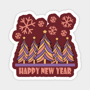 Happy New Year 2024 Tree Snowflakes Magnet