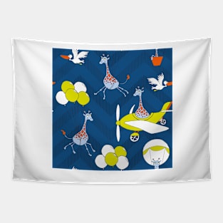 Flying Safari Chevron classic blue Tapestry