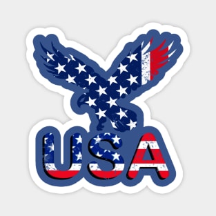 USA American Flag Typography Patriotic American  Vintage retro T-Shirt for Men, Women & Kids Magnet