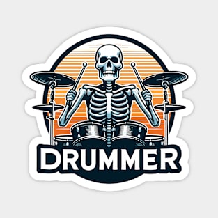 Skeleton drummer music lover Magnet