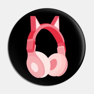 Pink Cat Ear Headphones Pin