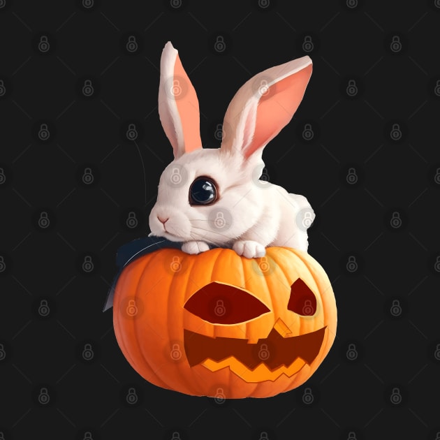 bunny with his big halloween pumpkin by Aceplace Design