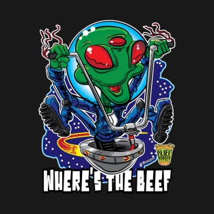 Where's the Beef Alien Burger UFO with handlebars T-Shirt